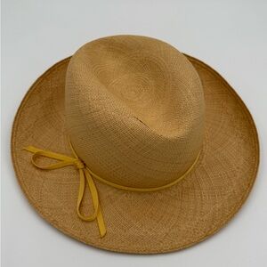 Vintage Tan Women's Sun Hat With Yellow Ribbon by Ranleigh